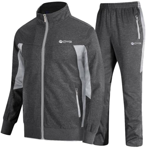 donhobo herr joggingdräkt träningsoverall sportdräkt fotboll sportbyxor hoodie byxor för gym varm tracksuit, 02mörkgrå, XL