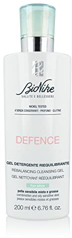 BioNike Defence, Gel Detergente Riequilibrante, Opacizzante per Pelle Mista/Grassa, Deterge Delicatamente e Purifica, Anche per Pelli Sensibili, 200ml