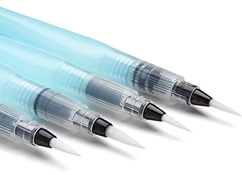 KINGART Studio Water Brush Pens, Assorted Tips, Set of 4