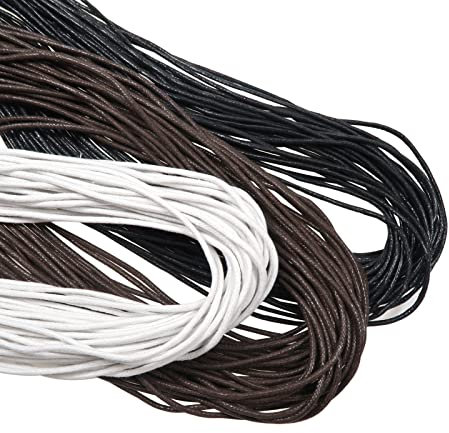 TOAOB 105 Metros de Hilo Encerado Negro Marrón Blanco 2 mm Cera Algodón Cordón de Algodón Encerado para Pulseras Collares DIY Decoración Artesanal
