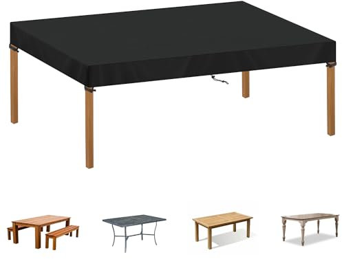 SIMPHAUS Abdeckplane Tischplatte Schutzhülle Gartentisch Abdeckung 180x100x15cm Abdeckhaube Tisch Abdeckung Tischplatte Outdoor Plane Gartenmöbel Regenschutz für Tisch Wasserdicht 420D Oxford Gewebe
