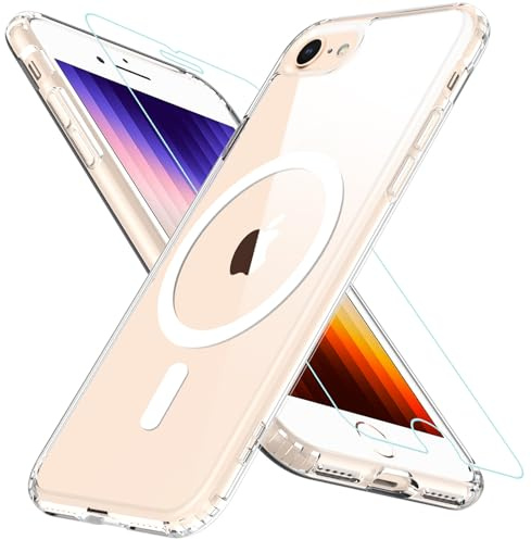 Hülle Kompatibel für iPhone SE 2020 / iPhone SE 2022 / iPhone 8/ iPhone7, Magnetisch Handyhülle iPhone SE 2/3 mit HD Schutzfolie Glas für MagSafe Stoßfeste Schutzhülle iPhone SE 2022 Case(Transparent)