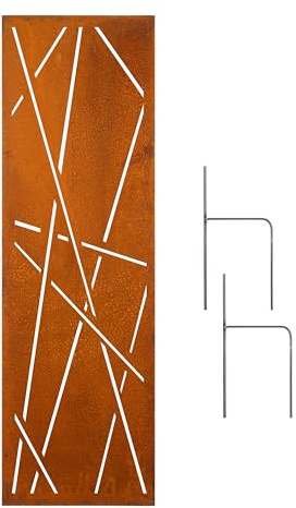 D&L Lasertec Edelrost Sichtschutzwand Laser Metall 160x50 cm inklusive Bodenanker