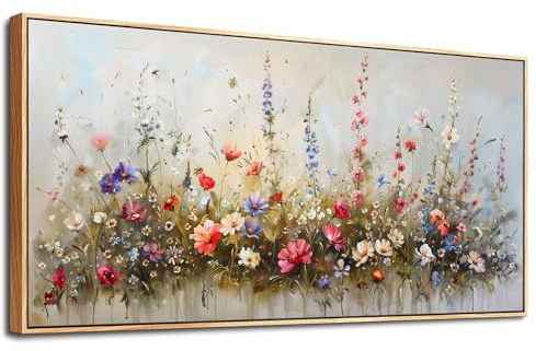 MHARTK66 ästhetische mit Rahmen Bilder Wohnzimmer Blumen Gemälde 50x100 cm | detailreicher hd-druck, unkompliziertes aufhängen, rasche montage, variabel einsetzbar und ideal als schöne geschenkidee