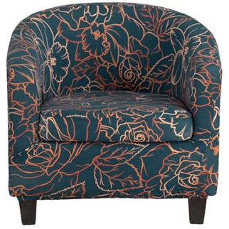 Hearda Clubsessel Bezug, Blume Sesselbezug Cocktailsessel Bezug 2er Set Weich Stretch Sesselhusse Universal Modern Sesselüberwurf für Esszimmer Wohnzimmer Café Büro (Rosenblume)