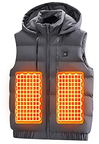 HAOLEI Heated Hoodie for Men UK Sale Clearance,Heated Vest,Hooded Heated Gilet,Electric USB Heater Clothes,Washable Heated Body Warmer 9 Heating Zones,Heated Jacket Tops for Motorbike(No Battery)