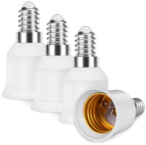AUAUY Adaptateur Convertisseur de Douille E14 à E27, Puissance Maximale 60W, Tension Nominale 220V, Adaptateur SES vers ES pour Ampoules à Incandescence, Ampoules LED, Lot de 4