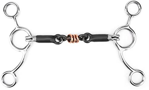 Segrehy Trensengebiss mit Kupferkuh, Ringknebel für Dressur Westernreiten, E-Gebiss für Ponys Cowhorses