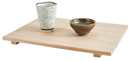 DICOSMETIC Planche d'argile Tapis en Bois Assiette Japonaise en Bois Support Rectangulaire en Bois Massif Planche en Bois pour Sashimi et Sushi Planche en Bois Japonaise Plateau en Bois 40x30x2.4cm
