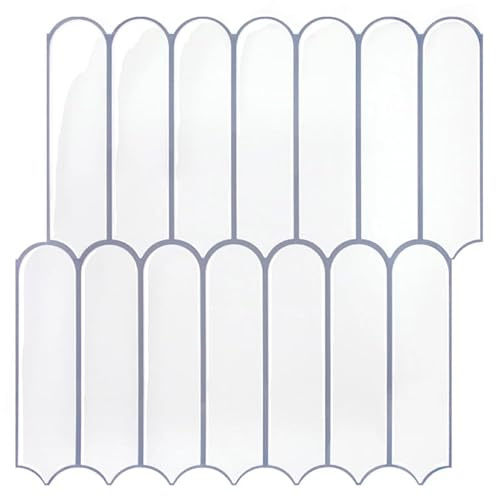 Commomy Gruesas Azulejos Adhesivos Cocina, 10 Piezas,30,5 x 30,5 cm | Vinilo Pared Cocina Baldosas Adhesivas 3D para Pared Baño Metro, Impermeables, Blanco, Adhesivas Fuertes