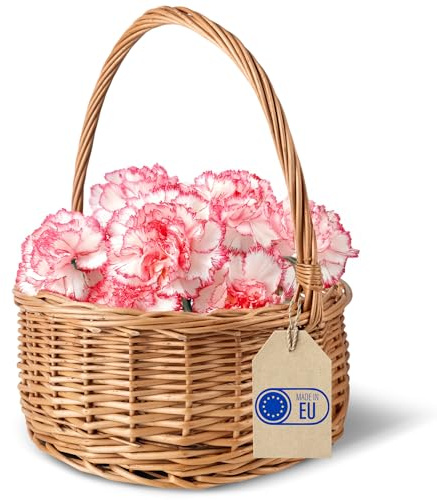 Creative Home Osterkorb Oval Weidenkorb mit Henkel Garten | 30x30x32 cm | (+/-2 cm) | Gartenkorb Geschenkkorb Universell, Obstkorb, Bügelkorb