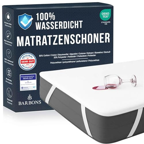 BARBONS Matratzenschoner 160x200 2er - Oeko-TEX Zertifiziert wasserdichte Matratzenauflage Inkontinenzunterlage waschbar Nässeschutz Atmungsaktiv (160 x 200 cm (2er Set))