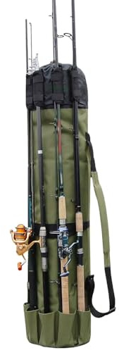MiOYOOW Borsa per Canna da Pesca, Zaino Porta Attrezzi da Pesce Impermeabile in Tessuto Oxford, Borse per Attrezzatura da Pesca Regolabile, per Canne Mulinelli Esche e All'Aperto