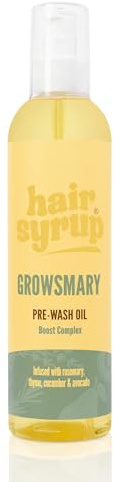 Hair Syrup | Rosemary Pre-Wash Hair Oil | Made with Rosemary, Thyme, Cucumber & Avocado | Nourish Your Scalp & Mind with Growsmary | Vegan | 100% Natural | 300ml Pump Bottle Applicator