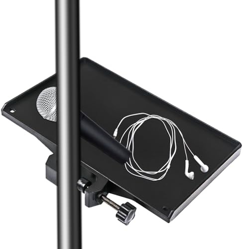 Music Stand Tray 24x17.5cm Adjustable Clip-On Sturdy Stand Removable Desktop Music Stand Universal Mounting Plate Suitable For Live Broadcast Recording Instruments Stage Performances