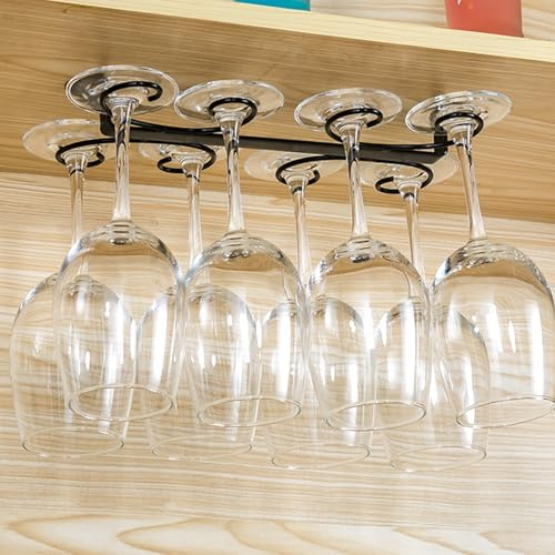 JCVCCV Portabicchieri Sospeso Ripiano Portaoggetti in Metallo per Appendere 8 Bicchieri Adatto Come Moderno Organizer per Cucina E Bar(Nero)