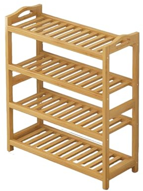 Scarpiera a 4 ripiani in bambù, 90 cm, verticale, stretta, salvaspazio, per ingresso, dormitorio, camera da letto, armadio, ecologica, facile da pulire, per interni