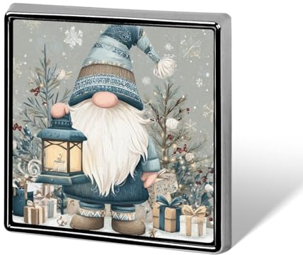 Cute Christmas Gnome with A White Beard, Unisex Brooches & Pins Square Lightweight Lapel Badge Jewelry for Clothing Shawl Hat
