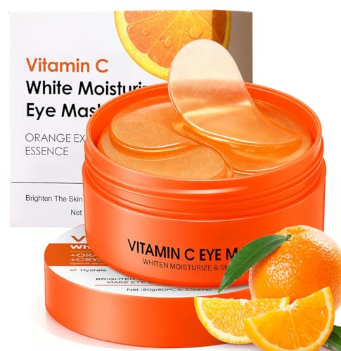 60 Vitamin C Serum Augenpads,Intensive Hydrogel Augenmasken gegen Augenringe,Schwellungen & Falten,Anti-Aging Augenpflege Pads mit Vitamin C,Hyaluronsäure & Kollagen,Feuchtigkeitsspendend & Aufhellend