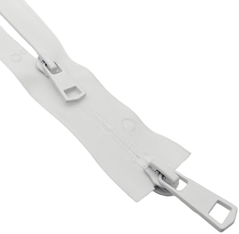 XCSJ 2 Pcs #5 Reißverschluss, Wasserdichter Reißverschluß (Weiß, 80cm) | 2 Wege teilbar Reissverschluss Nähen Reißverschluss für Jacken, Mantel, Daunenjacke , Koffer, Zelt, Tasche , Diy Nähen Craft