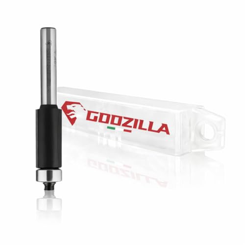 Fresa per rifilare legno con cuscinetto superiore 2 taglienti dritti in metallo duro, diametro 12,7mm, altezza taglio 25mm, gambo 8mm – per fresatrice verticale e rifilatore - GodzillaBits LTS.306.127