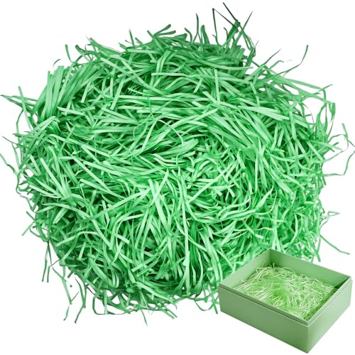 500 g påskgräs – dekorativt gräs påsk, raffia grön, påskgräs grön, fyllningsmaterial presentförpackning, förpackningsmaterial fyllningsmaterial påskbofyllning, strimlat papper för fest pyssel