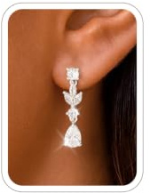 ZOERAY Guldörhängen silver 925 hängande för kvinnor pärlörhängen med zirkon vattentät 18K guldpläterade droppar örhängen allergivänliga glitter örhängen modesmycke brudsmycke present för kvinnor