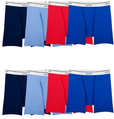 Fruit of the Loom Men's Active Cotton Blend Lightweight Boxer Briefs, Assorted Colors (8 Pack), L UK