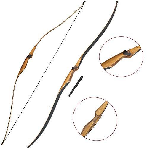 MILAEM Traditioneller Bogenschießen Recurve-Bogen 54 10-35lbs Holz Langbogen Jagd für gezieltes Training für Rechtshänder (20lbs)