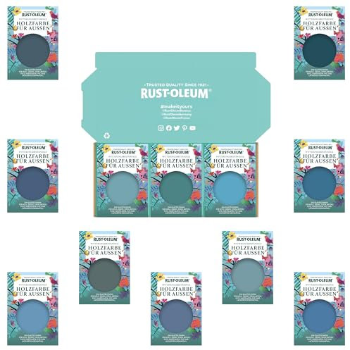 Rust-Oleum Holzfarbe Für Aussen Testerbox - Tiefe Blautöne - Seidenglanz