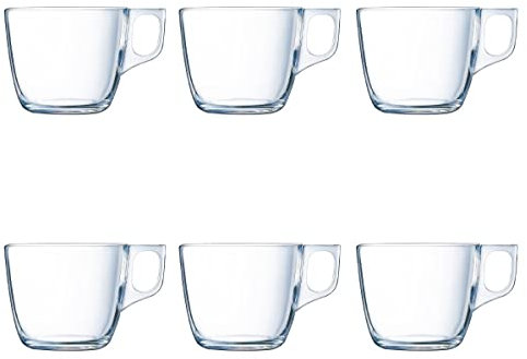 Luminarc - Set di 6 tazze in vetro, adatte per microonde, 22 cl, trasparenti