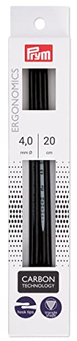 Prym 8 Ergonomic Double Point Knitting Needles, Carbon, US 6 (4.0mm)