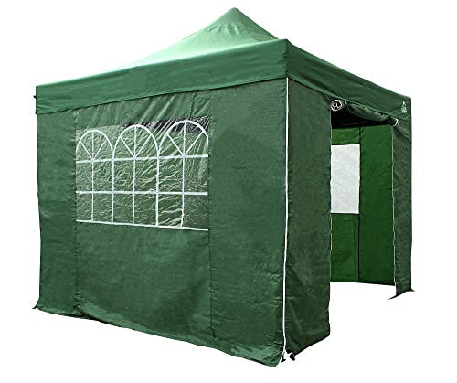 All Seasons Gazebos | 3x3m Pop Up Gazebo con 4 Paredes Gruesas, Pack De Accesorios y Bolsa con Ruedas | Reforzado, Completamente Impermeable, (Verde)