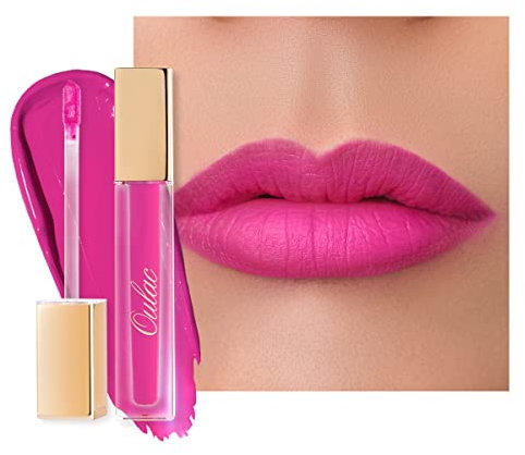 Oulac Rossetto Liquido Matte, Fucsia Rossetti Colore Intenso, Tinta Labbra Finish Matte, Lunga Tenuta, Ricco di vitamina E, Consistenza crema, Formula Vegana&Senza crudeltà 4.5ml (M06) Sunset Kiss