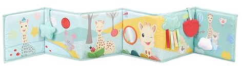 Sophie la Girafe Erlebnisbuch beidseitig 12 Seiten Baby ab Geburt | Eine Seite schwarz-weiß, eine Seite bunt | für Kinderwagen, Laufgitter und Boden | fördert die Motorik