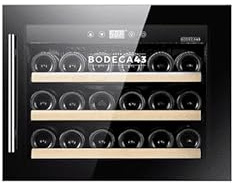 BODEGA43-18C kleiner Einbau-Weinkühlschrank - Weinklimaschrank für 18 Flaschen, Braun getönte Dreifachverglasung, 5-20 ºC, 60 Liter, 3 Schubladen aus Buchenholz, wovon 2 ausziehbar, 38 dB sehr leise
