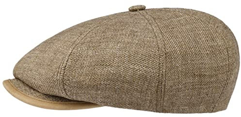 Stetson Merrick Leinen Flatcap Schiebermütze Meliertes Sonnencap Made in Germany Herren Ganzjährig braun-meliert 60 cm