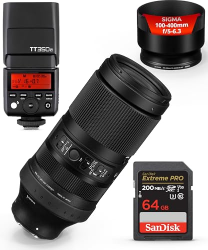 Sigma Obiettivo contemporaneo 100-400mm f/5-6.3 DG DN OS per Sony E | Obiettivo E-Mount/formato full-frame, quattro elementi SLD, stabilizzazione dell'immagine del sistema operativo, flash Godox