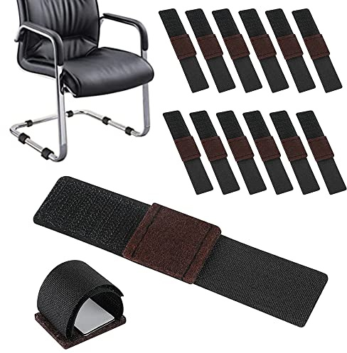 12 Pcs Felt Furniture Pads, Hook and Loop, Chair Leg Floor Protectors | Wrap-Around, Felt Floor Savers Fasteners, for Protecting Hardwood Floors, Prevent Scratches, Reduce Noises