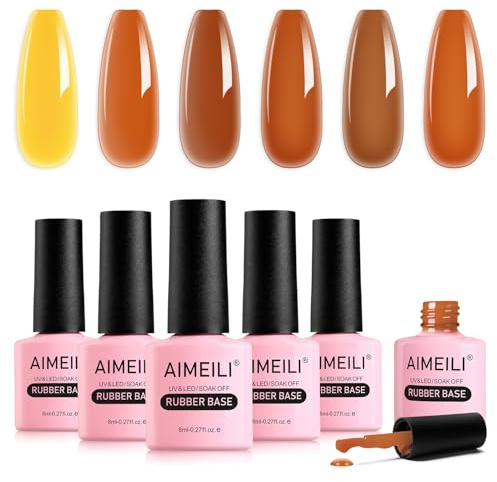 AIMEILI Rubber Base Gel Set 8ml 6 Farben 4 in 1 Rubber Base Coat UV Rubber Gel Nägel Set - KIT 53