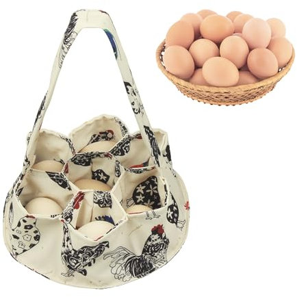 Porssaut Mini cestino per uova fresche, mini cestino per uova con 7 sacchetti, tela resistente (2 pezzi)