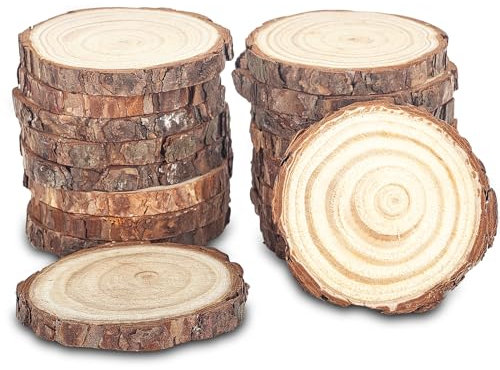 Dachiy 18 stk Holzscheiben 8-10cm Durchmesser Ohne Loch, Baumscheiben Rund Zum Basteln, Runde Holzscheibe Untersetzer Holz Log, Kiefernholz Astscheiben Baumstamm Deko, Hochzeit Mittelstücke