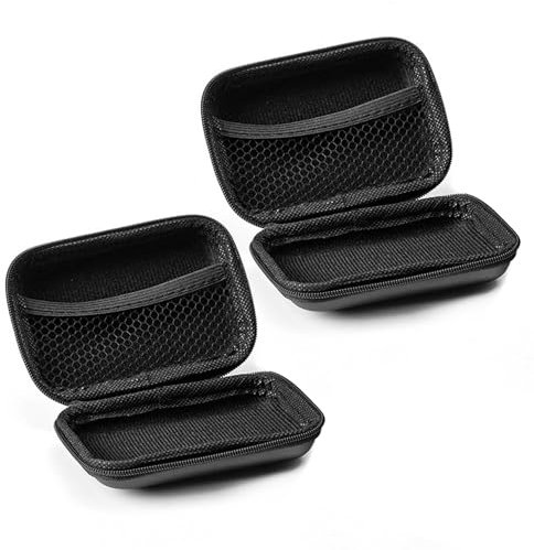 NYGGTYK Set di 2 sacchetti per auricolari in EVA per riporre gli auricolari, mini scatola rigida di immagazzinaggio (nero)