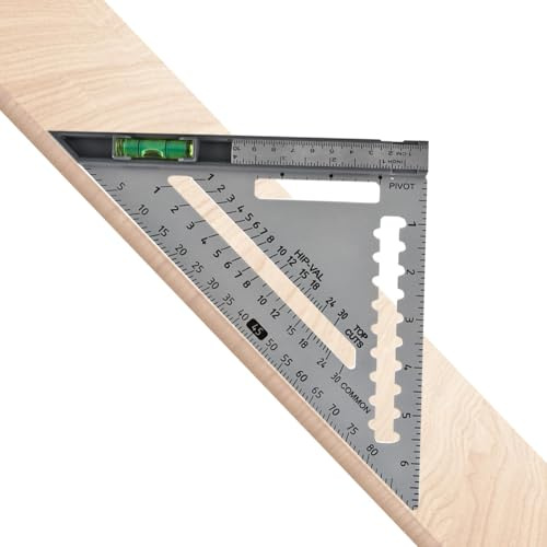 MLqkpwy Rafter Square Tool, righello da falegname, in lega di alluminio, triangolare, robusto, goniometro, strumento per la lavorazione del legno, quadrato, tracciatore