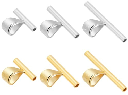 WEBEEDY 6 Styles 925 Sterling Silver Brooch Pendant Converters 3 Sizes Pin to Pendant Converter Tube Pin Converter for Necklace Jewelry Making, Changing Brooches into Pendants Keychains, Gold/Silver
