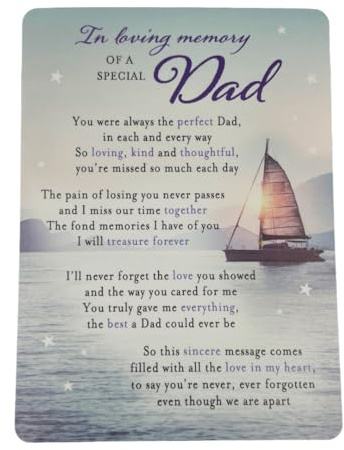 Angraves Special Dad Memorial Remembrance Verse Plastic Coated Grave Graveside Card (Perfect Dad)