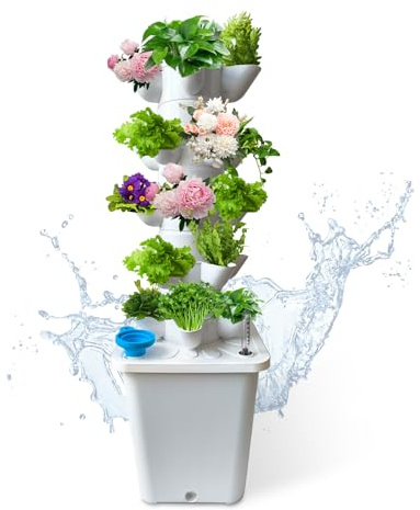 chicify 25 Plants Hydroponic Tower, Hydroponics Growing System Tower, Hydroponics Tower with Timer Automatic Watering, Vertical Hydroponic Tower, Planter Germination Kit for Herbs Vegetables Fruits
