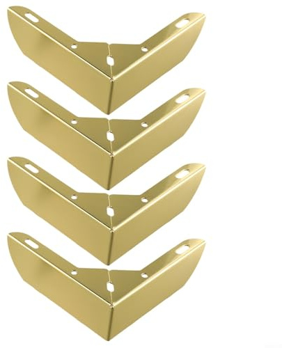 L Shaped Metal for Furniture Legs Set of 4 Sofa Cabinet Support Feet 2-In-1 Bedside Table Legs Adjustable Height Black Gold Silver(Gold)