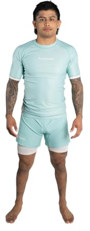 Progress Jiu Jitsu Academy BJJ Board Shorts | Durable 4-Way Stretch Mens Training Shorts for Brazilian Jiu Jitsu, MMA, Muay Thai & Grappling | Lightweight No-Gi Gym Shorts – Mint Color-XS