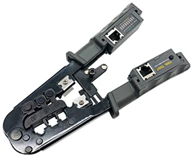 Lurrose Multifunktionale Ratschenradzange mit Pvc Griff mit Prüfgerät 4p 6p 8p Crimp aus Werkzeugstahl und Abisolierfunktion für Rj45 Stecker und Flachkabel für Netzwerkmontage | Werkzeugstahl mit Pvc, Quick Release und Schutzkappe, Präzise Verpressungen für 4p 6p 8p